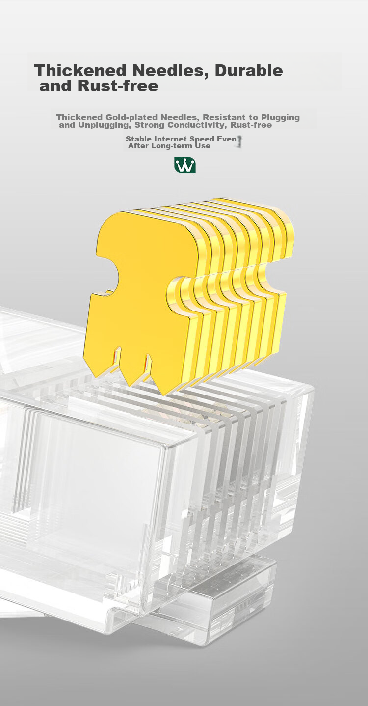 WANJEED RJ45 Connectors, Cat6 Gigabit Ethernet Cable Plugs, 8P8C Straight-Through Pass-Through Crystal Heads, Pack of 30, WJ-15232 6
