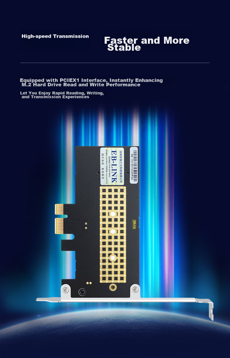 EB-LINK PCIe 4.0 X1 to M2 Expansion Card, Full-Speed Single-Port M.2 Interface, NVMe Adapter Card, SSD Solid State Drive 3