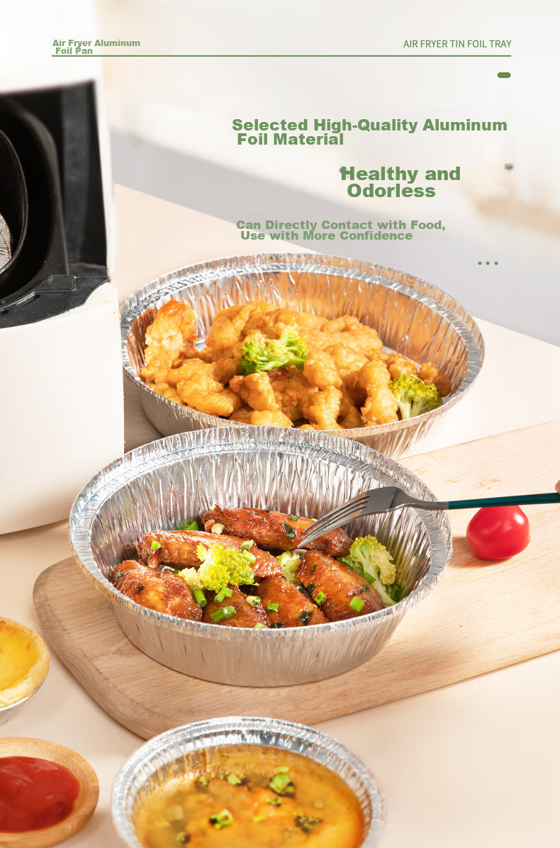 Temeiju Air Fryer Aluminum Foil Trays, Aluminum Foil Bowls, Air Fryer-Specific Paper, Food-Grade Outdoor Baking Pans, 16cm*30 Pieces 7