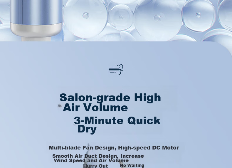AUX Hair Dryer for Home Use, 1800W High Power, Strong Airflow, Quick-Drying, Hot And Cold Air Adjustable, Negative Ion Hair Protection, Constant Temperature, Gentle on Hair, Quiet Electric Hair Dryer, Blue Color 8