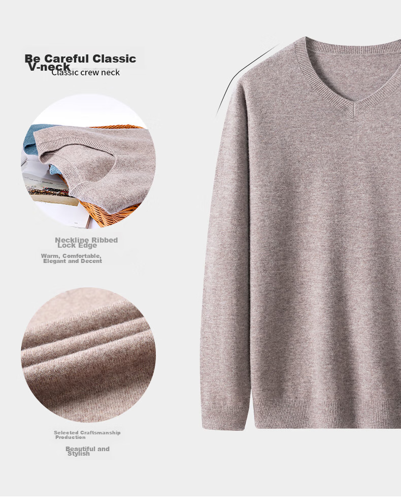 Hengyuanxiang Men's Thick 100% Pure Wool Sweater, Autumn And Winter Solid Color Casual Base Layer Knit Pullover for Young And Middle-Aged Me 10