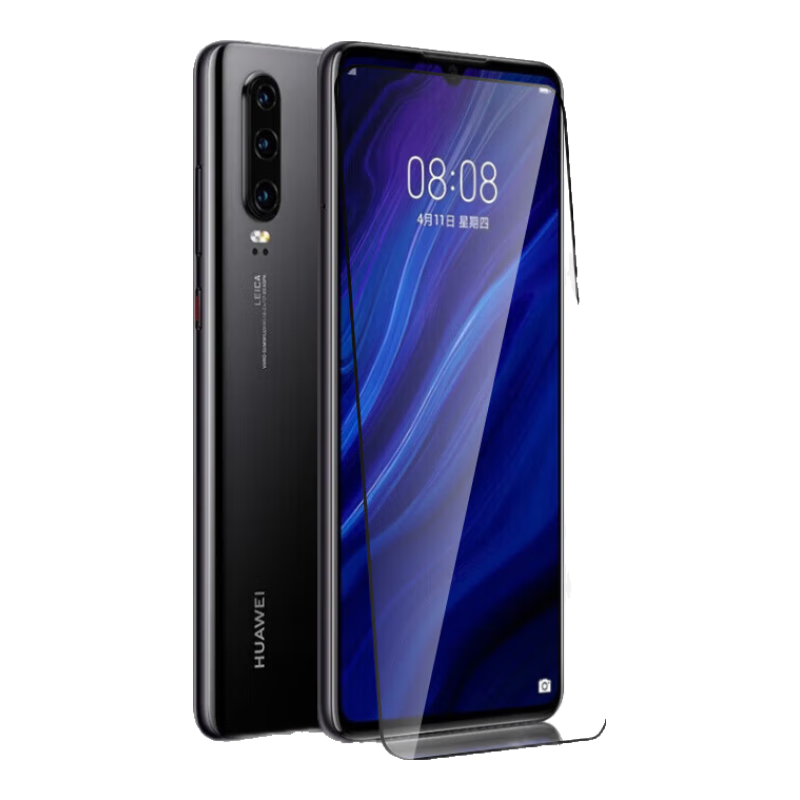 DIVI [2-Pack] Tempered Glass Screen Protector for Huawei P30, Full Coverage Curved Glass Film, High Definition Anti-Drop Anti-Fingerprint Diamond Film for Huawei Smartphone