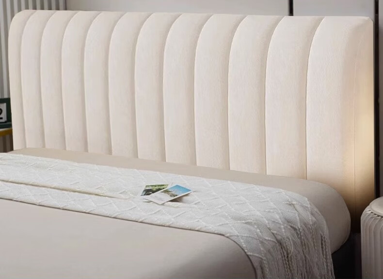 40,000km Bed Head Cover Thickened Cream Style Crystal Velvet Quilted Full Wrap All-Season Beige 1.5m 7