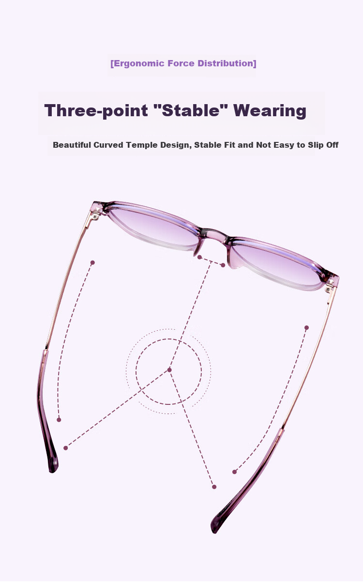 Mr. PuTian Anti-Blue Light Reading Glasses for Women, Bifocal Progressive Purple High-End Reading Glasses, 200 Degrees (For Ages 55-59) 7