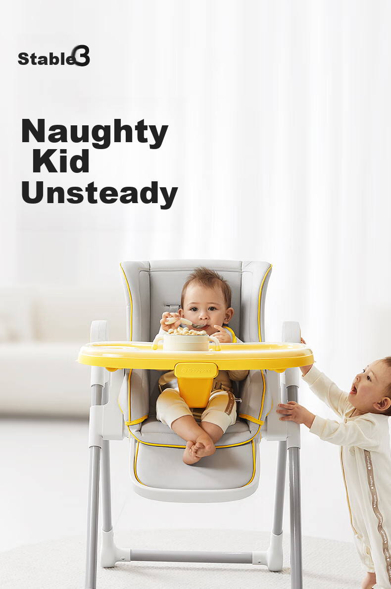 Babycare Multifunctional Baby High Chair with One-Button Folding And Storage, Suitable for Infants 6 Months And Above, Seasonal Gray 1