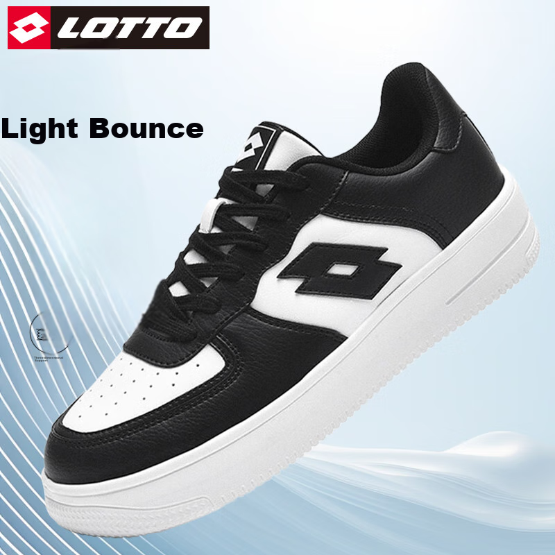 LOTTO Men's Skateboard Shoes with Shock Absorption And Rebound, Soft-Soled Lightweight Versatile Low-Top Casual Sneakers 8035 White/black 41