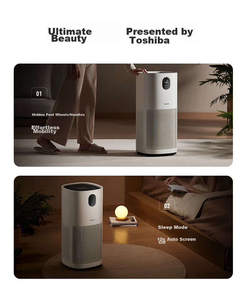 TOSHIBA [Price Protection 11.11] Air Purifier for Formaldehyde Removal, Odor Elimination, Certified by National Standardization Administration, Removes Pollen And Smoke Allergens, Home Use Purification Machine, Medical-Grade, Registered by Ministry of Health And Family Planning, Big White Pear Model 18