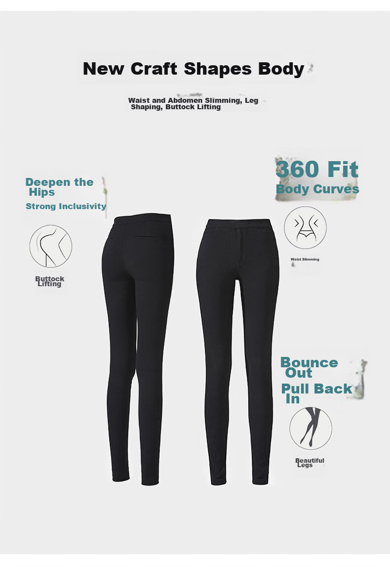LangSha Women's High-Waist Slim Fit Pencil Pants Black Magic Leggings Spring Autumn 5