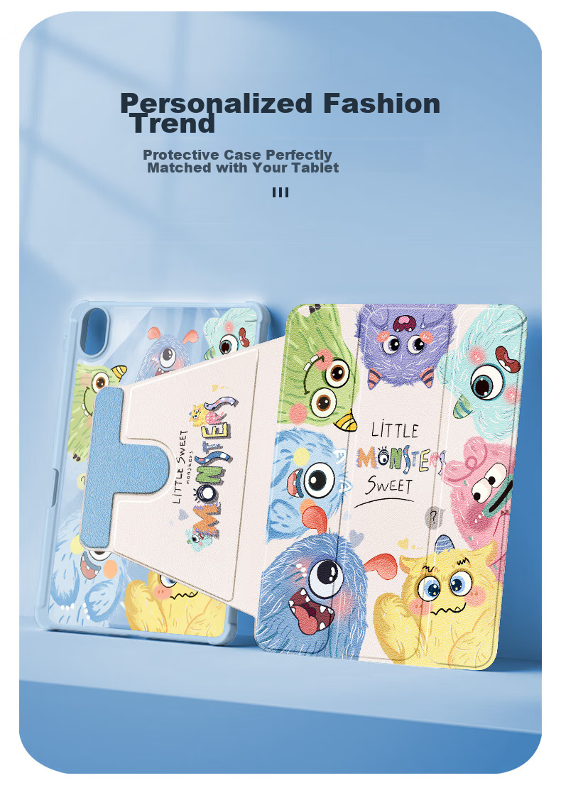 Asiwa Protective Case for Huawei MatePad Pro 12.2, Compatible with 2025/2024 Models, 12.2-Inch Tablet with Pencil Holder, 360-Degree Rotating, Horizontal And Vertical Support, Cartoon Anti-Drop And Anti-Bend Design, Tri-Fold Style 3