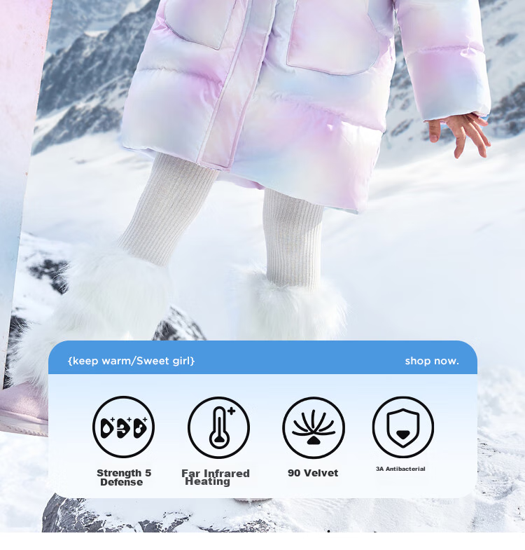 DISNEY Children's Clothing, Girls' Five-Proof Antibacterial Anti-Static Mid-Length down Jacket, Winter 2024, DB441KE33, Purple, Size 120 3