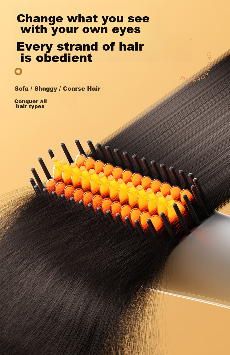 AUX Direct Hair Straightening Brush with Negative Ions, Quick Heating Inner Clip, Goddess Volumizing, High Crown Styling Brush, Dorm Three-Minute Fast Styling, Constant Temperature Hair Protection [Essential for Travel] 7