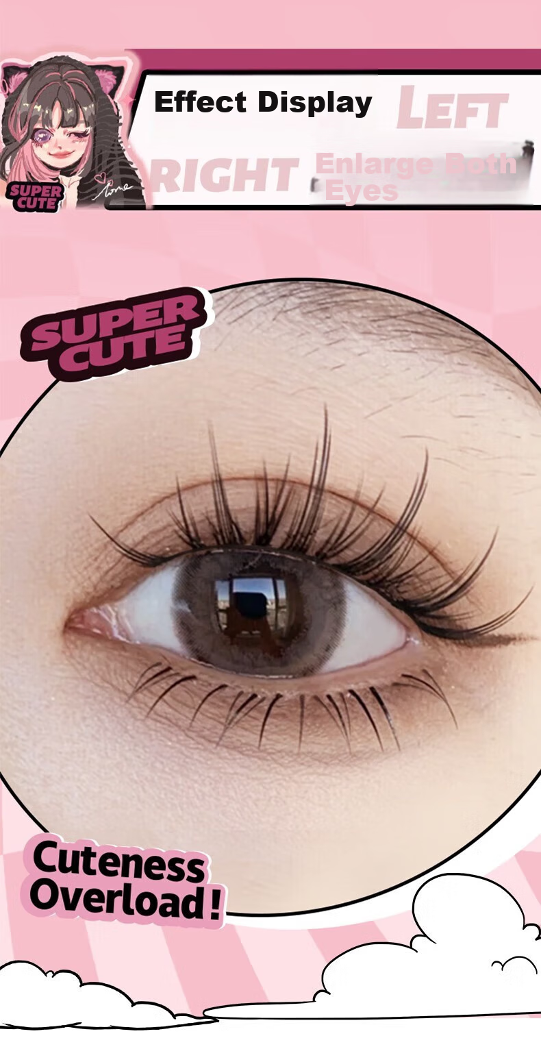Lishu False Eyelashes, Natural-Looking, 72 Clusters, Cartoon Style, Long Length, No Glue Needed, Tweezers Included 7