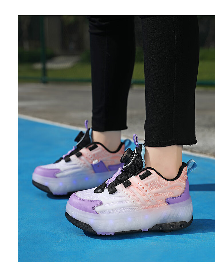 BKG Running Shoes for Girls, Four-Wheel Sports Shoes for Children, Student And Youth Skating Shoes ZYQ23825-B7 Lan Yue 36 34