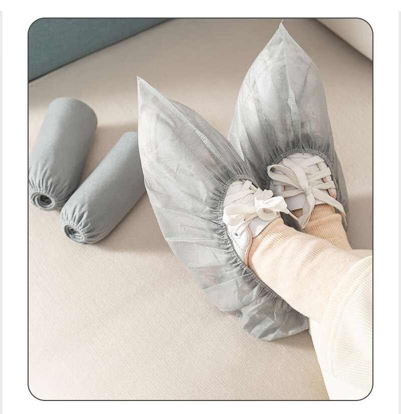 BWNK Disposable Non-Woven Shoe Covers, Thickened, 100 Pieces, for Computer Rooms And Indoor Use, Dust-Proof, Breathable, Wear-Resistant, Non-Slip 13