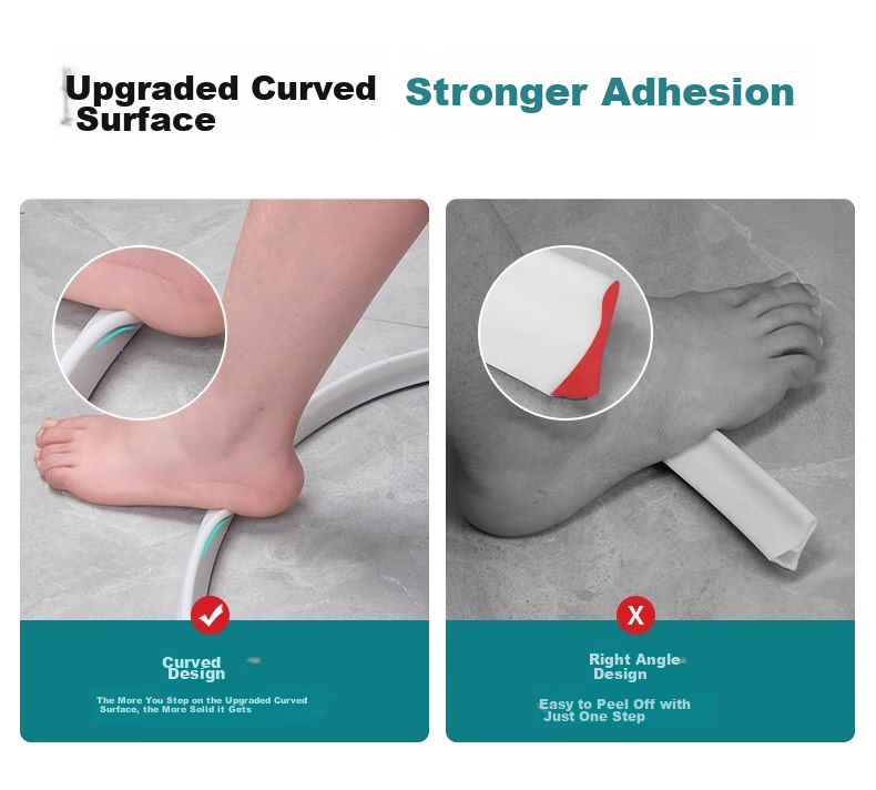 Honglu Bathroom Water Barrier Strip, White Hollow-Out Design, 2m Long, for Bathroom And Kitchen Floor Wet And Dry Separation, Flexible 5