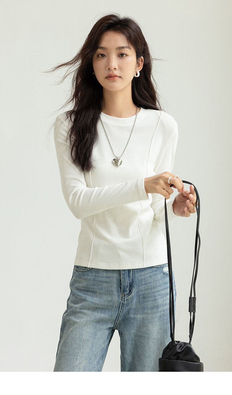Dme [Soft And Comfortable Inner Layer] Spring And Autumn Versatile Round Neck Base Shirt for Wome 11
