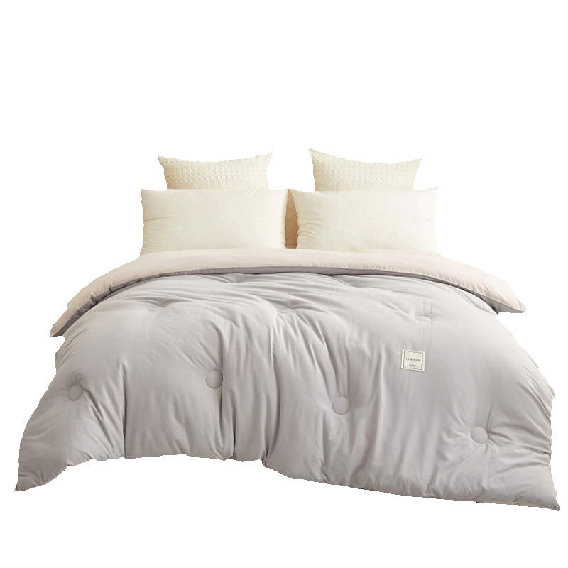 Grace Fiber Comforter, Single Bed for Students' Dormitory, Thickened Winter Quilt, 7 Jin (3.5 Kg), 150x200cm, Dark And Light Gray