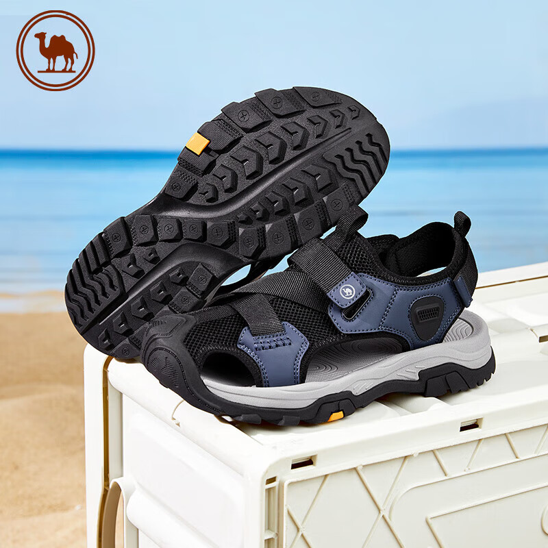 CAMEL Brand Men's Outdoor Casual Sandals, Breathable Closed-Toe Anti-Collision Beach Shoes P14M307617 Blue Size 40