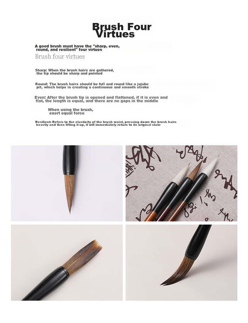 Marie's Single White Cloud Calligraphy Brush, Chinese Painting Brush for Adult Beginners, Four Treasures of The Study, Chinese Painting Regular Script Running Script Freehand And Fine Line Calligraphy Brush G1310-2 7