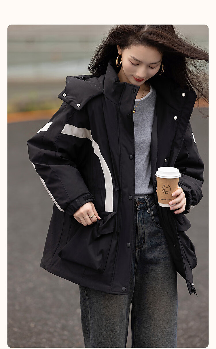 Dme [Black Technology Triple-Protection Battle Robe], Winter Cold Protection Tool, 90% Duck Down, Hooded Drawstring Velcro Women's Jacket 3