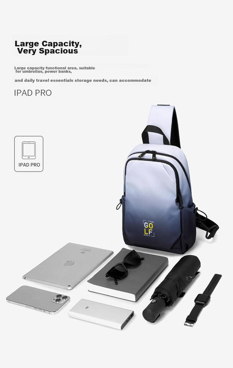 GOLF Chest Bag, Unisex Shoulder Crossbody Bag, Gradient Phone And IPad Bag, Water-Resistant Sports Small Backpack, Cycling Waist Pack 6