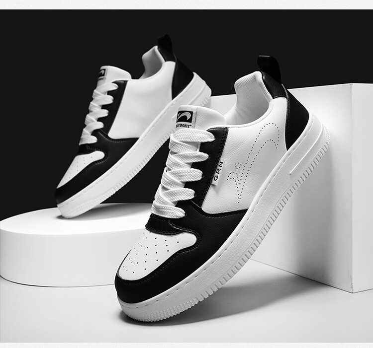 Guirenniao Men's Sneakers, New Style Men's Shoes, Casual Shoes, Skateboard White Shoes, Sports Shoes, Black/white, Size 42 4