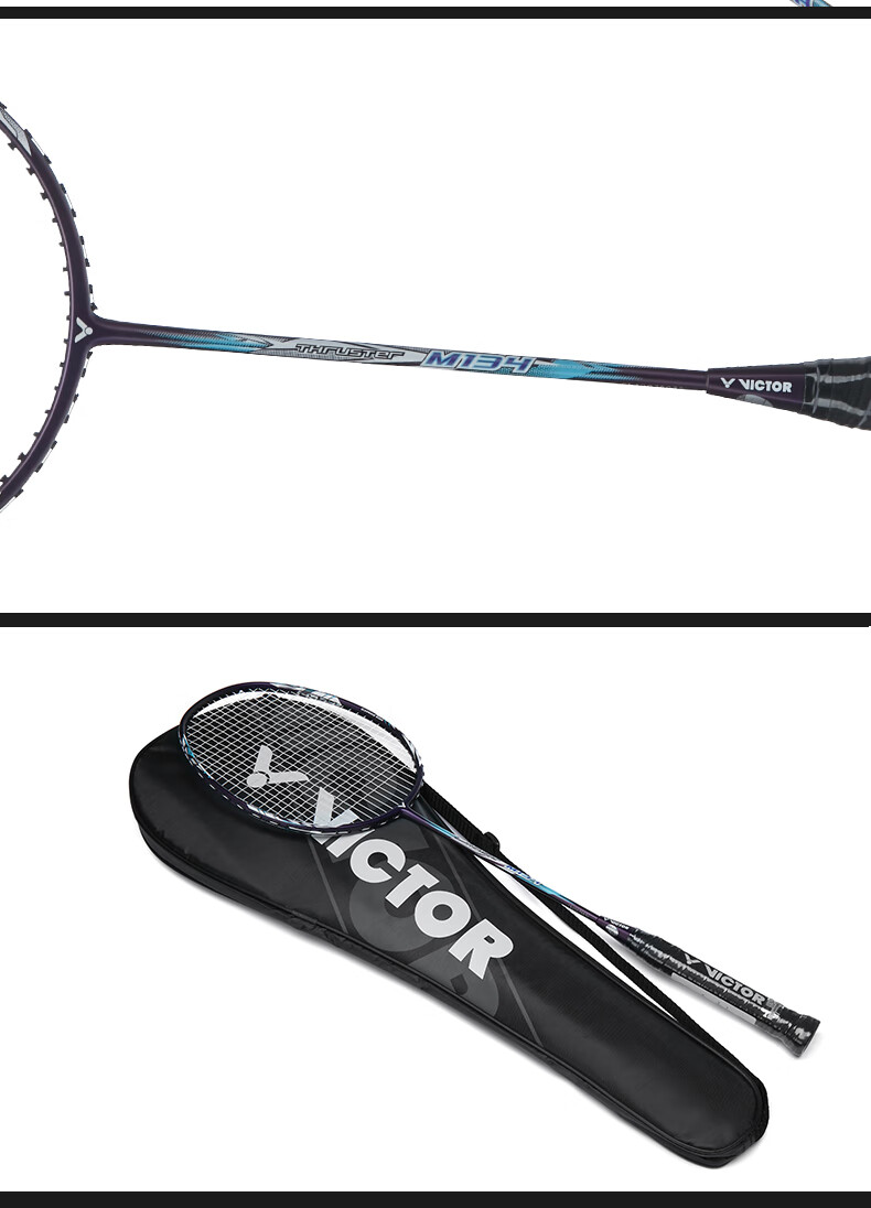 VICTOR Badminton Racket TK-M134 Gatling Single Racket, Black 4U, Pre-Strung, 26 Lbs 8