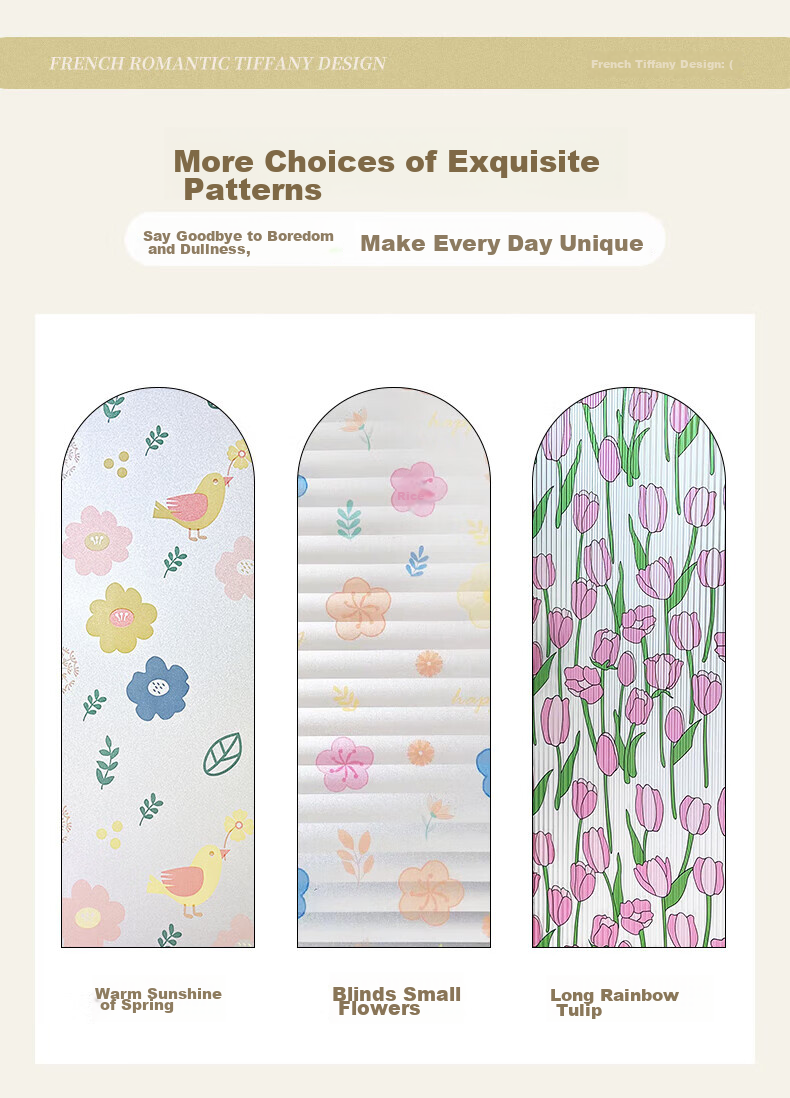 Xiruo Vintage Frosted Glass Sticker, Bathroom Window Decal, Translucent But Not Opaque, Spring Warm Sun 90*200cm 9