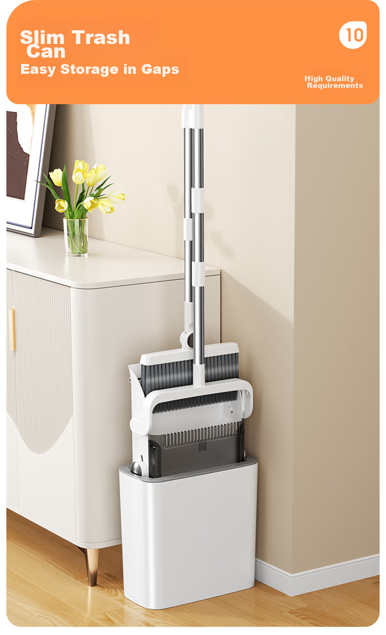 Jieshibao Broom And Dustpan Set for Home Use, 2024 New Model Sweeping Broom Set with Automatic Combination Garbage Bin, Three-Piece Set 11