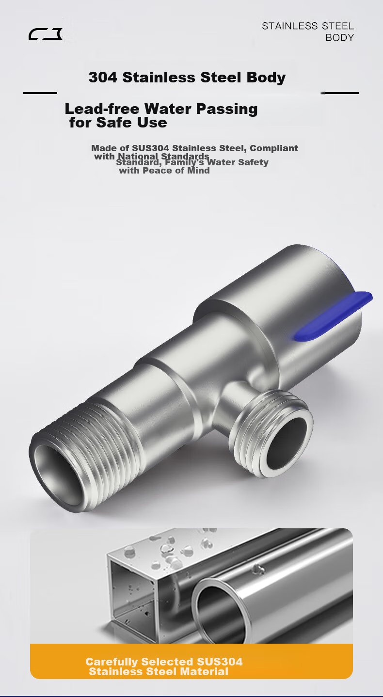 KEGOO K06641 Angle Valve, 304 Stainless Steel Triangular Valve, Cold And Hot Water Compatible Angle Valve, 1/2 Inch 6