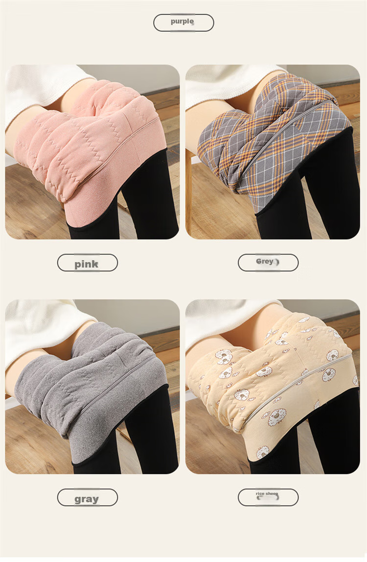 LangSha Women's Wool Leggings for Autumn And Winter, Fleece-Lined Thick Warm Pants, Suitable for Outdoor Wear, High-Elastic Slim-Fit Knee-Protecting Cotton Wool Pants 12