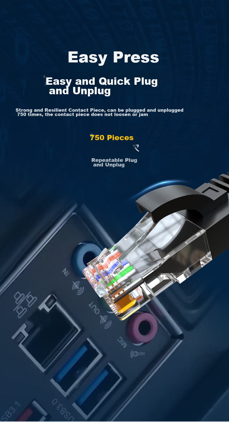 HAILE, Category 5e Pure Copper Twisted Pair Cable, Network Patch Cord HT-220H 8-Core Oxygen-Free Copper Core, Unshielded, Cable, Black 2 Meters 7