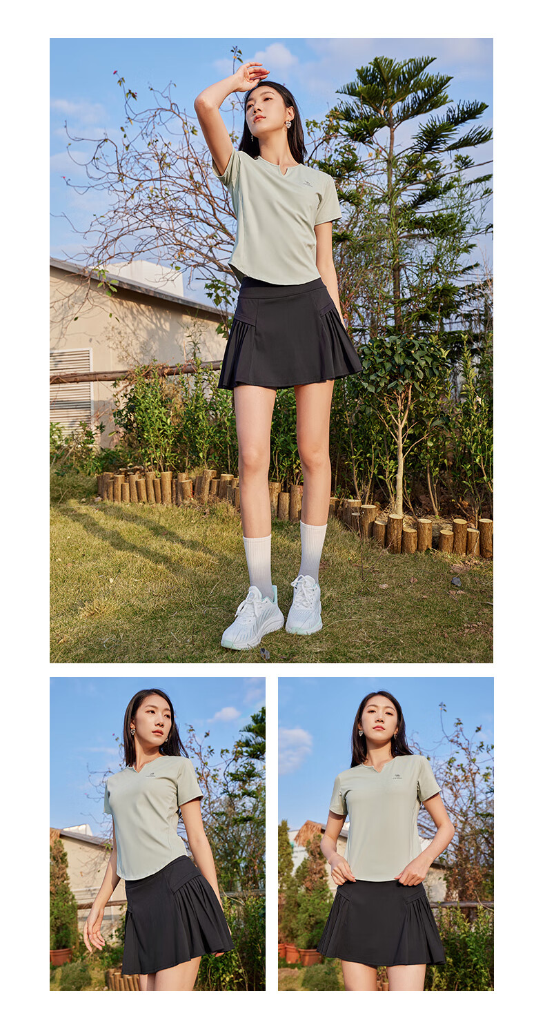 CAMEL Short-Sleeve Skirt Sports Set for Women, Summer New Style Ultra-Thin Quick-Dry T-Shirt, Casual Running Anti-Exposure Sportswear 5