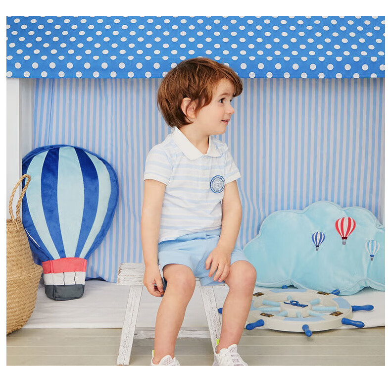 DAVE & BELLA Boys' Summer Sportswear Set, Stylish Little Gentleman Outfit for Baby Boys, DBH13656 Blue Striped 73cm 10