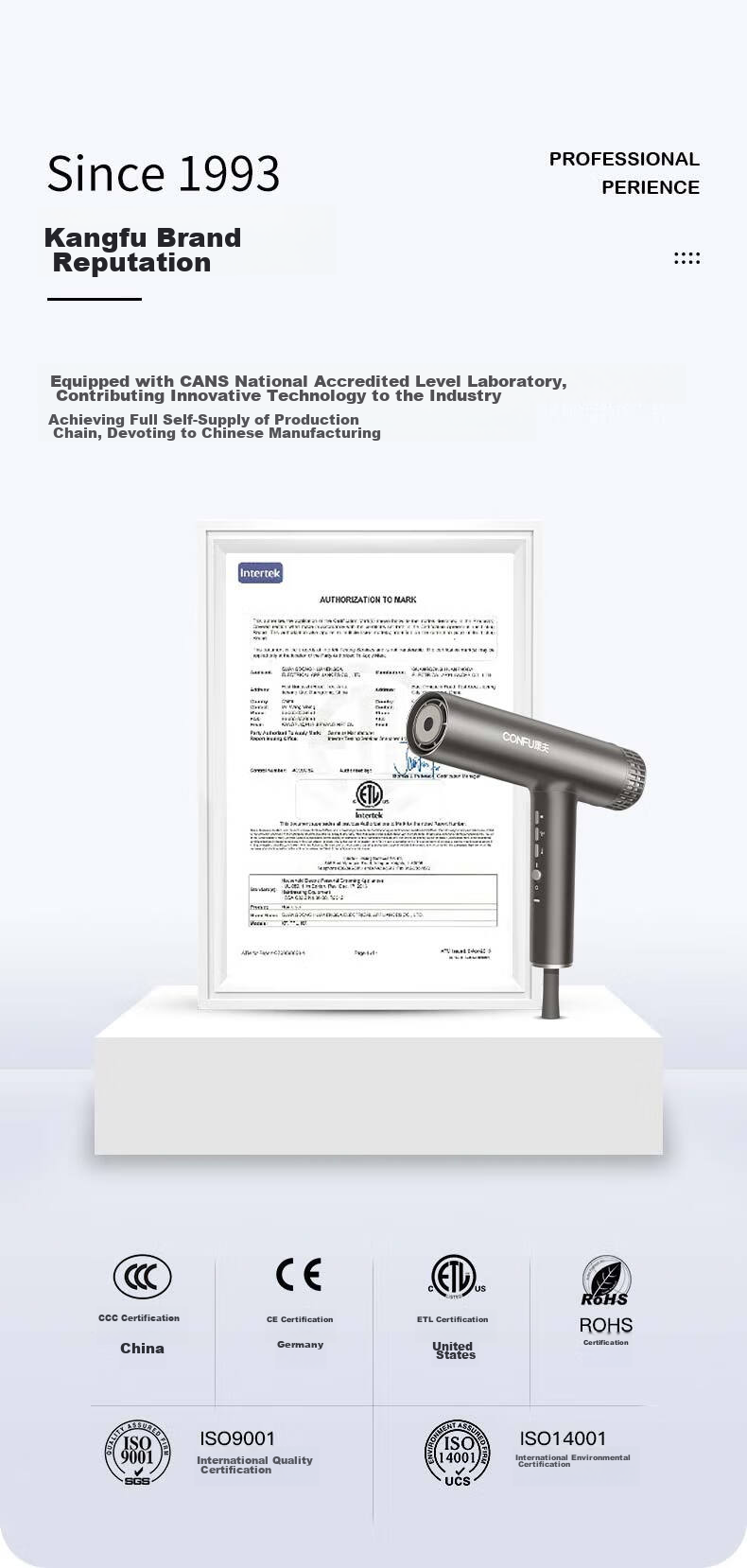 CONFU High-Speed Hair Protection Hair Dryer, Home Use, High Power, Strong Airflow, Negative Ion, Gentle on Hair, Electric Hair Dryer, Constant Temperature, Professional Salon Model, KF-K9, Brown, 2.2m Cord Length 13