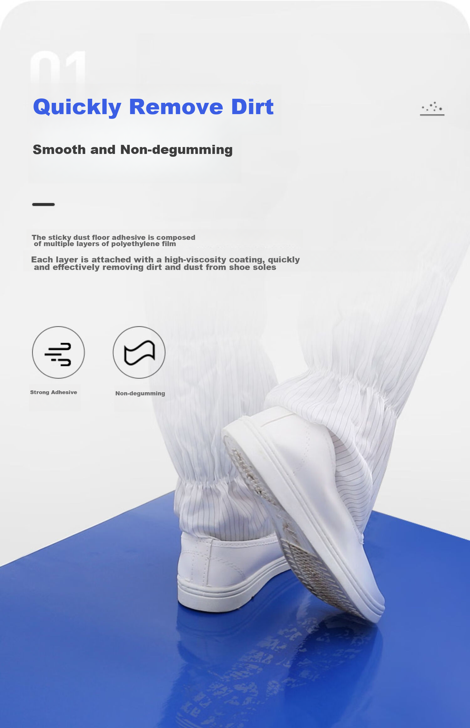 Beifute Dust-Collecting Mat, Clean Room Dust-Collecting Mat, Shower Room Dust-Collecting Anti-Dust Sticker, Removable Shoe Sole Dust-Collecting Foot Mat 8