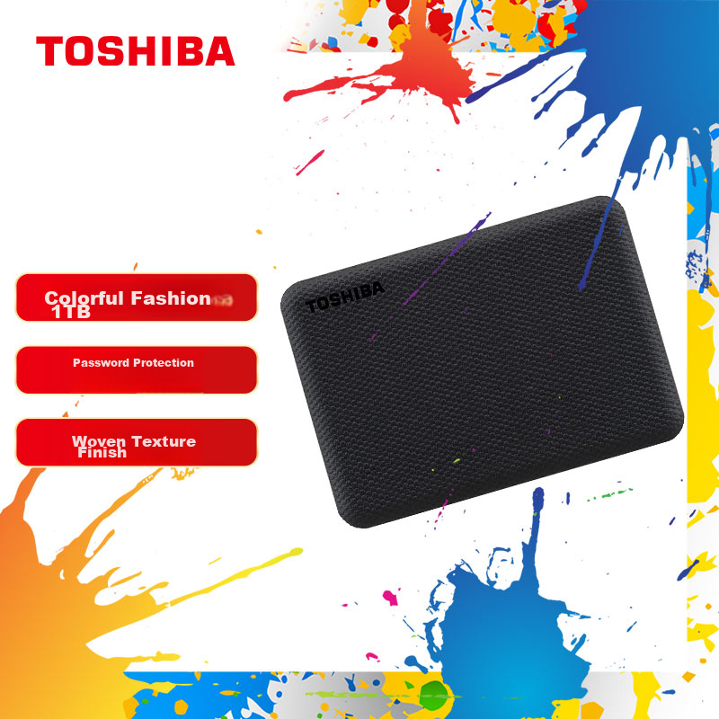 TOSHIBA 1TB Portable Hard Drive Mechanical V10 Series USB 3.2 Gen 1 2.5-Inch Ink Black Compatible with Mac High-Speed Transfer Password Protection Easy Backup