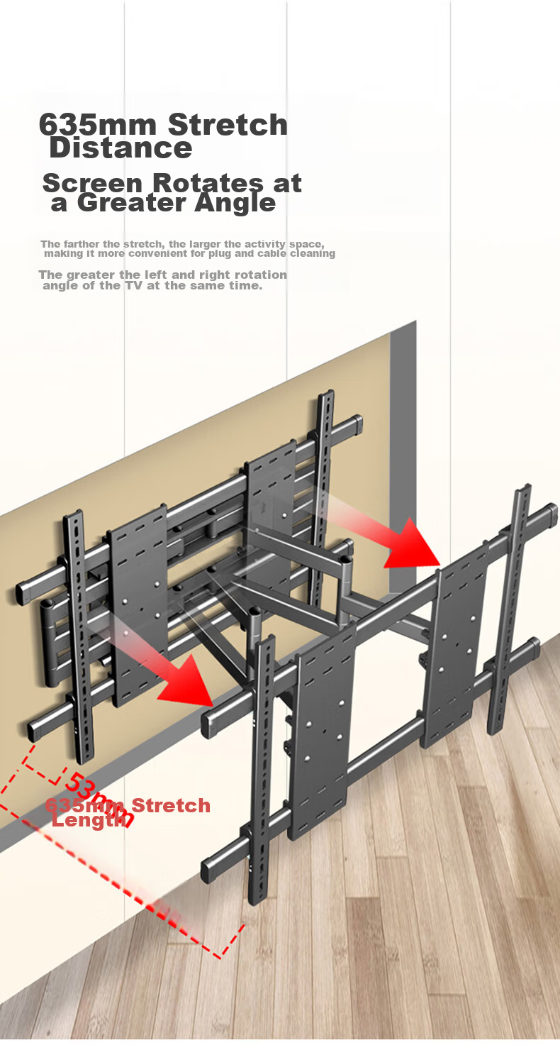 Jianleji 90-Degree Rotating TV Wall Mount, Left And Right Swivel 180°, Vertical Wall Folding Push-Pull Extended Bracket, Universal for 43/55/65/75 Inches, Precision Hinge 12