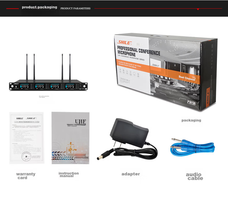 SHILE Wireless Microphone System with Four Handheld Mics, UHF Adjustable Frequency Microphones for Meetings, Training, Lectures, Events, Karaoke, KTV, SH-27 Model with 4 Handheld Mics 20