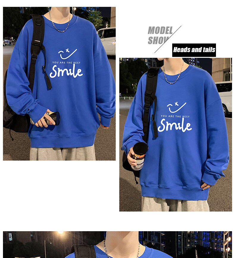 Foss Phil American Vintage Floral Embroidered Crewneck Sweatshirt Men Spring Autumn Loose Casual Top WY013 Obsidian Black 3XL 4