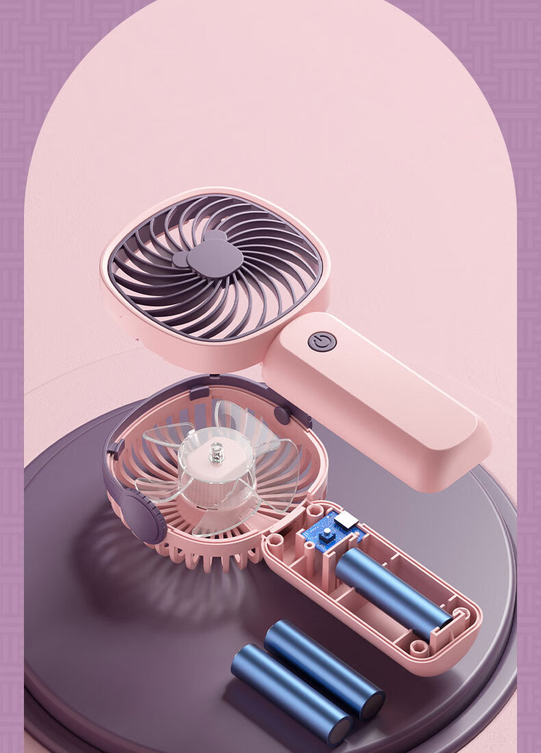 Elifo Small Desktop USB Fan, Portable Handheld Fan, Compact Electric Fan, Desktop Fan, Pink And Purple 15