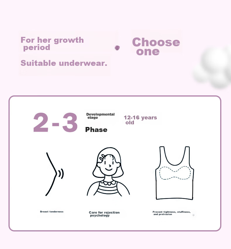 YUZHAOLIN Girls' Underwear for Puberty, Ages 12-16, Long Style, for Middle And High School Students, Teenage Girls' Bra, Girls' Camisole 2