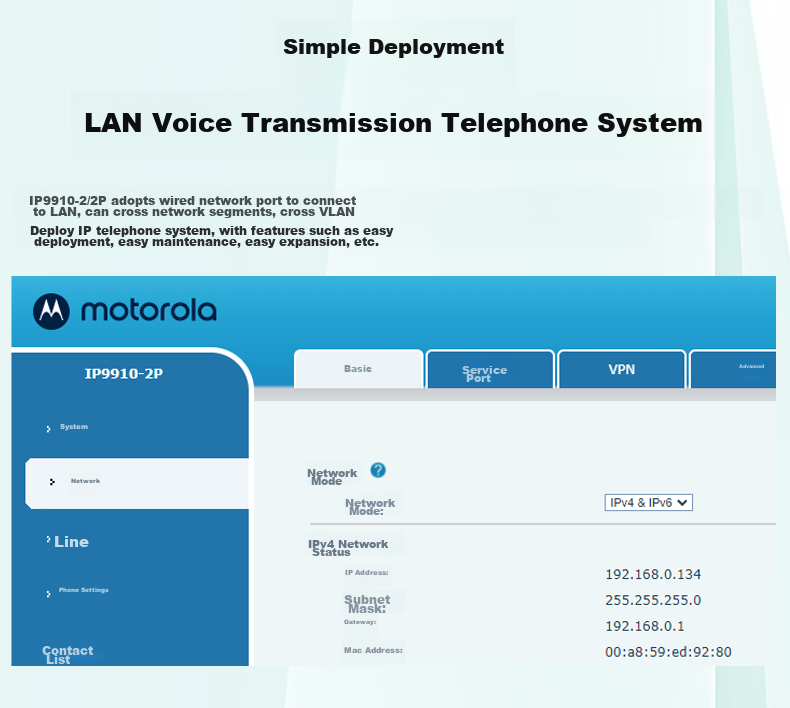 Motorola IP9910-2 IP Phone, Network Phone with 100Mbps VOIP, Landline SIP Phone, Office Fixed-Line Telephone, Internal Intercom, Compatible with Mainstream IPPBX 4