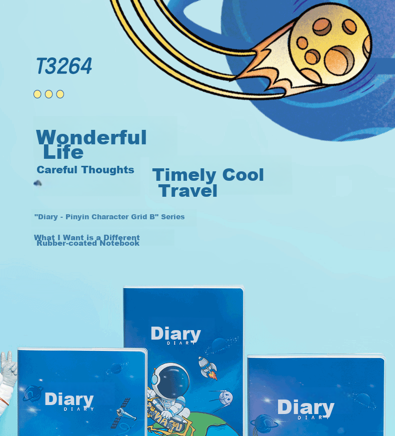 Deli 4 Books of 32K 72-Page Student Diary Series, Student Glue-Bound Notebook, Journal, Notepad T3272 1