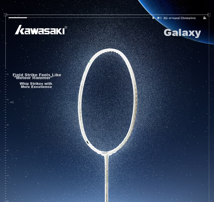 Kawasaki Badminton Racket, Full Carbon Single Racket, Ultra-Light Professional Durable Model, Glory Starry Sky Pearl White Purple (Pre-Strung) 1