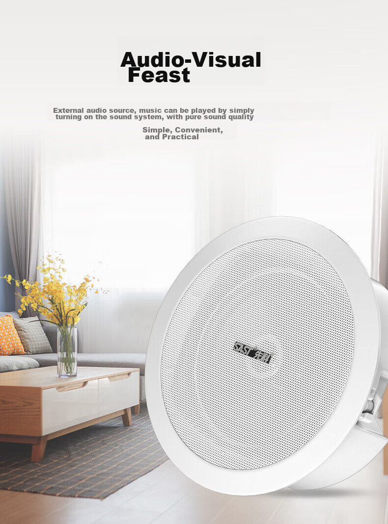 SAST 5-Inch Constant Voltage Ceiling Speaker, Background Music Public Address System, Home Theater High-Fidelity Ceiling-Mounted Speaker S4-1 3