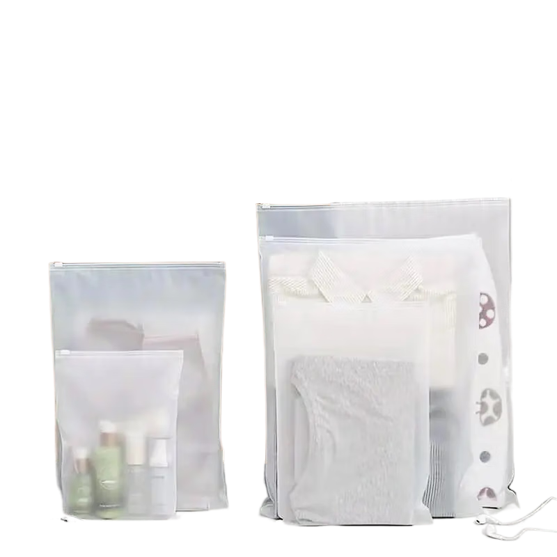 NOLANSEND Travel Storage Bags, Frosted Transparent Storage Bags for Clothes, Self-Sealing Bags with Drawstring, Sealed Bags, 24*35cm, 10 Pieces