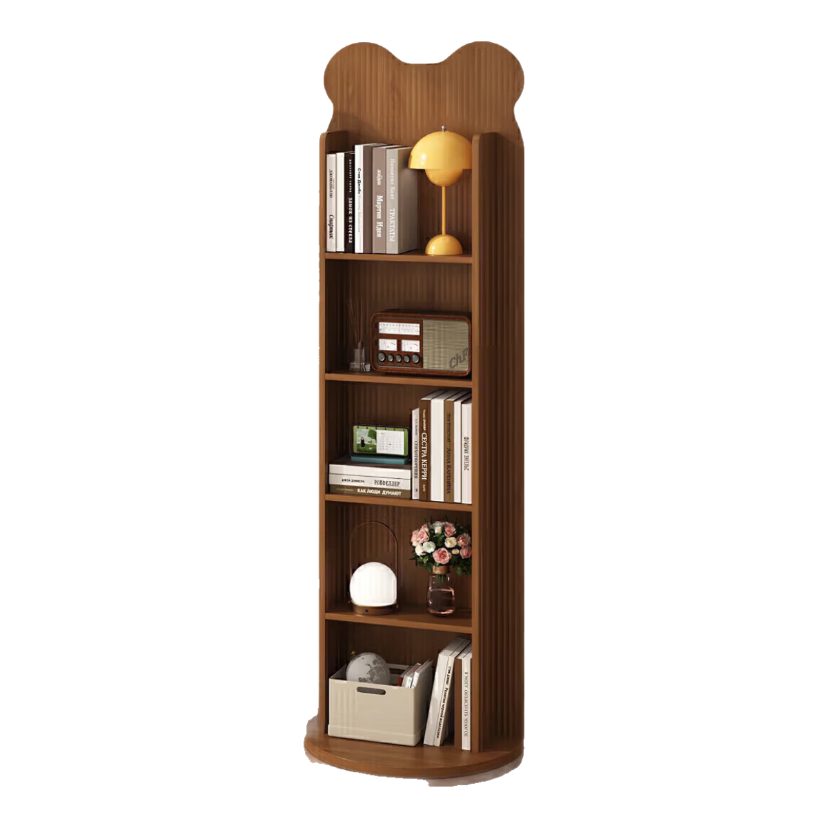Millennium Mansion Bear Rotating Full-Length Dressing Mirror with Magazine Rack and Storage, 170x43 cm, Walnut