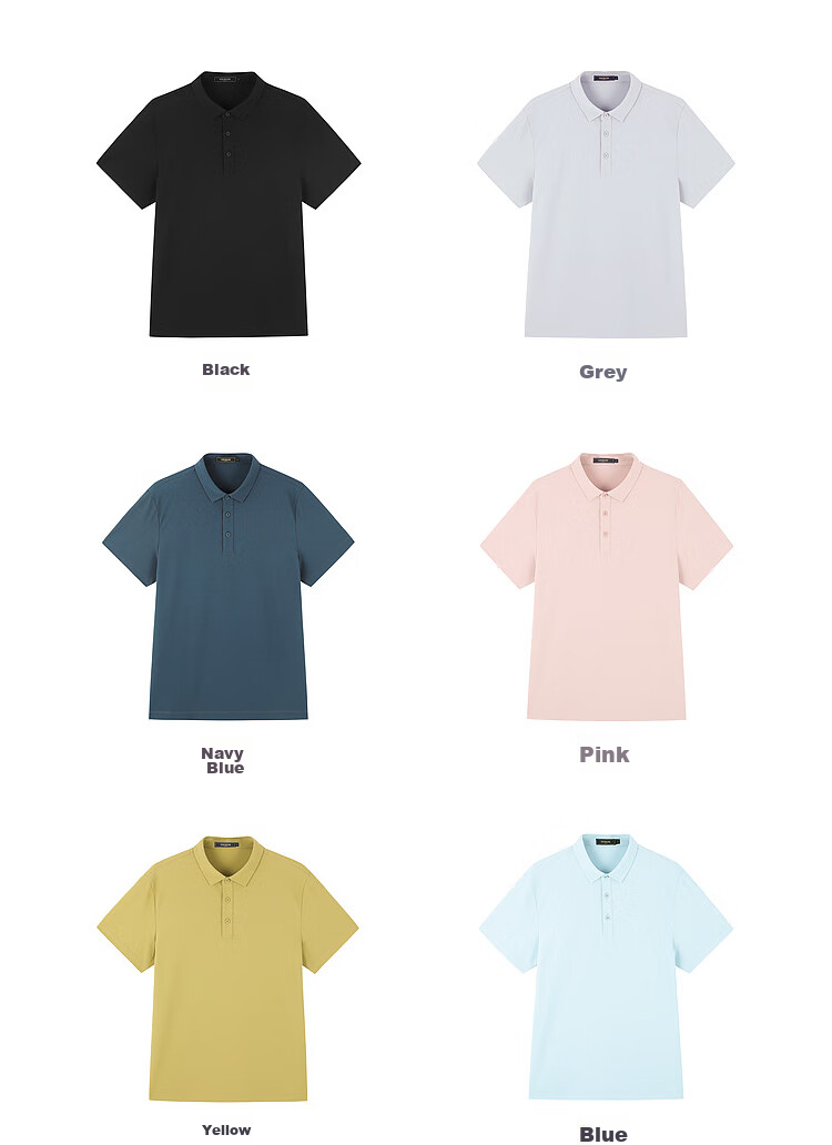YOUNGOR [Sun Protection + Cool Feeling] 26 Solid Color Moisture-Wicking Breathable Short-Sleeve Polo Shirt, Navy Blue, M 12
