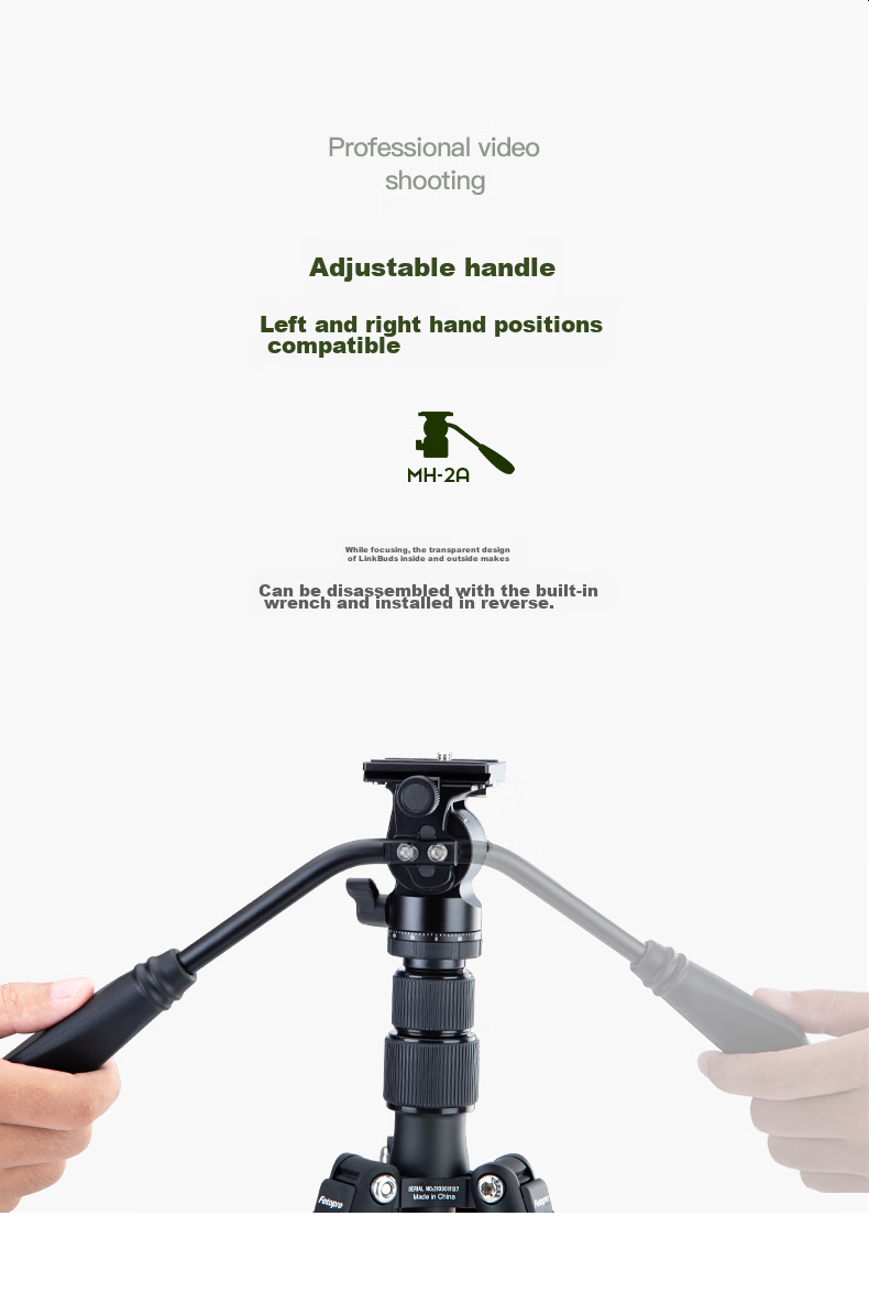 Fotopro MH-2A, Professional Video Shooting Mini Portable Handheld Metal Hydraulic Camera Gimbal, Matte Black 20